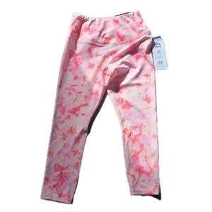 RBX Active Capri Length High Waisted Legging Pink Coral Abstract Size Small NWT